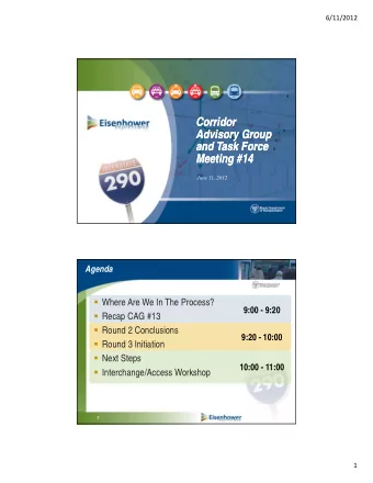 Corridor  Corridor  Advisory Group  Advisory Group  and Task Force  and Task Force  Meeting #14