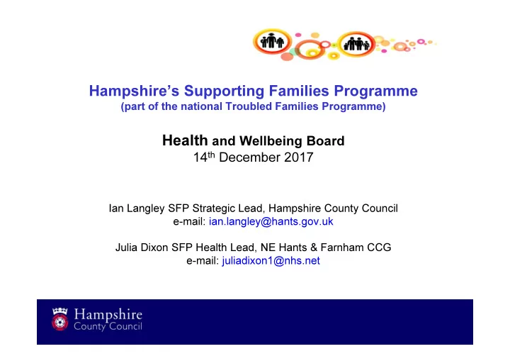 hampshire s supporting families programme