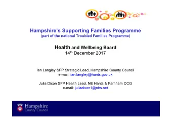 Hampshires Supporting Families Programme  (part of the national Troubled Families Programme)