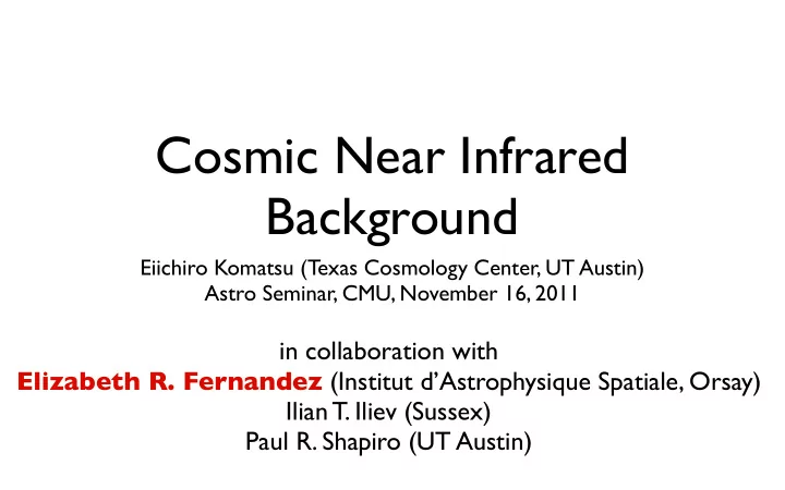 cosmic near infrared background