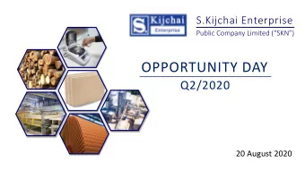 OPPORTUNITY DAY  Q2/2020  20 August 2020  OPPORTUNITY DAY  PRODUCT  Q2/2020  SKN offer custom-made