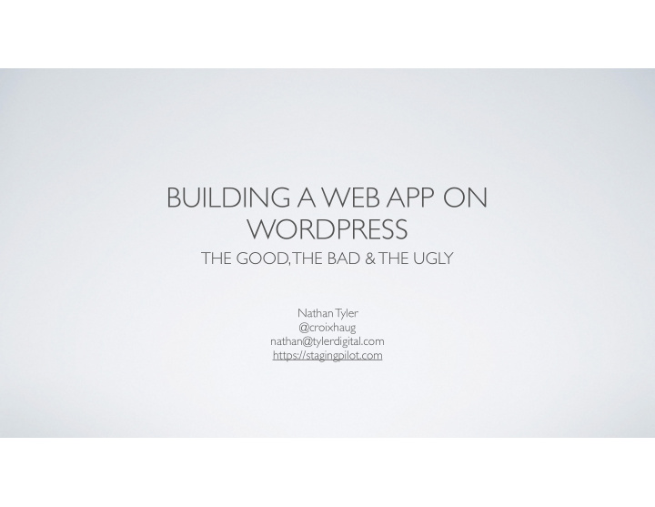 building a web app on wordpress
