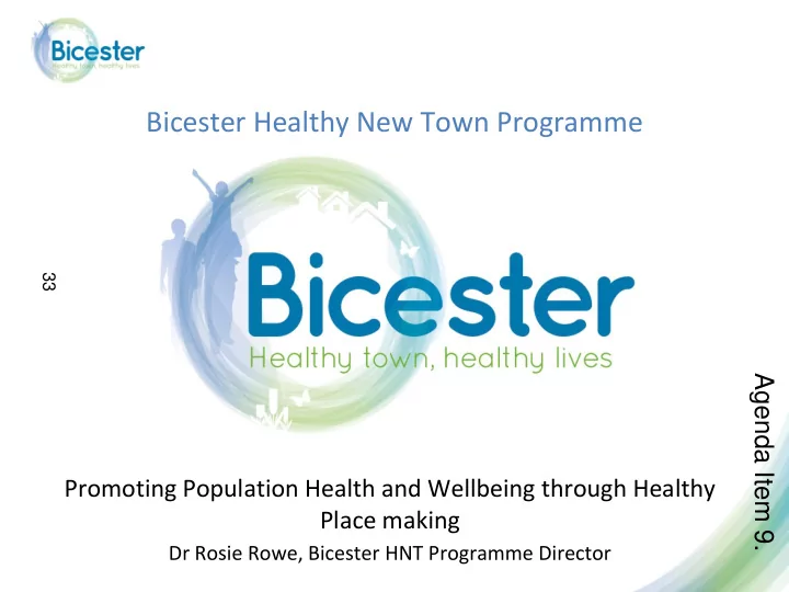 bicester healthy new town programme