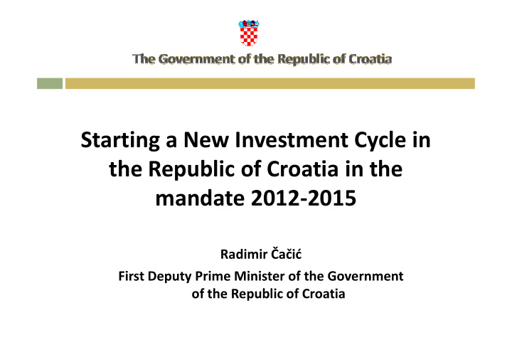 starting a new investment cycle in the republic of
