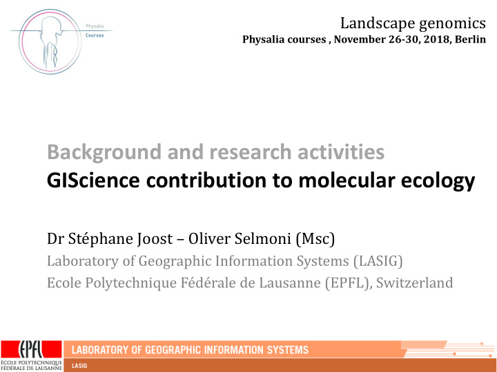 background and research activities giscience contribution