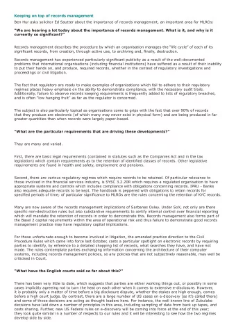 Keeping on top of records management  Ben Hur asks solicitor Ed Sautter about the importance of