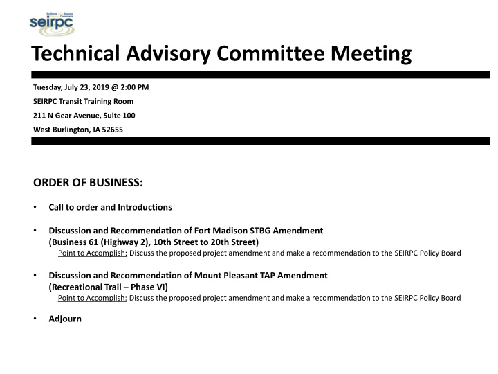 technical advisory committee meeting