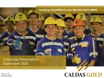 September 2020  TSX-V: CGC  OCTQX: ALLXF  TSX-V: CGC  OCTQX: ALLXF  DISCLAIMER  Forward-Looking