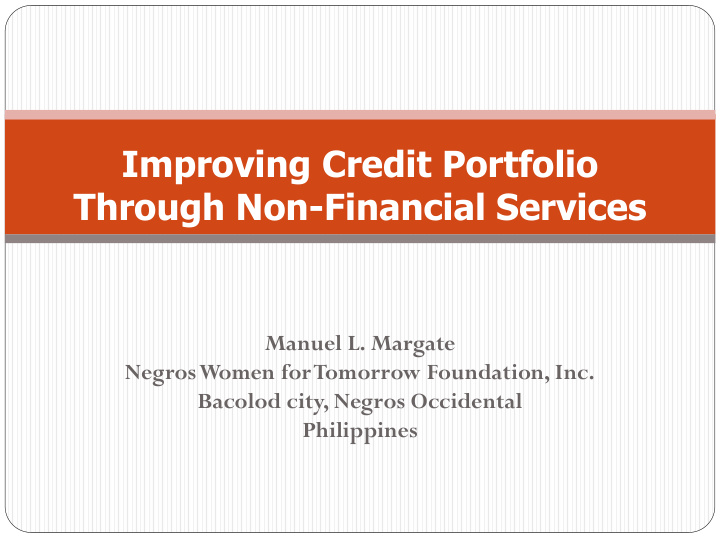 improving credit portfolio through non financial services
