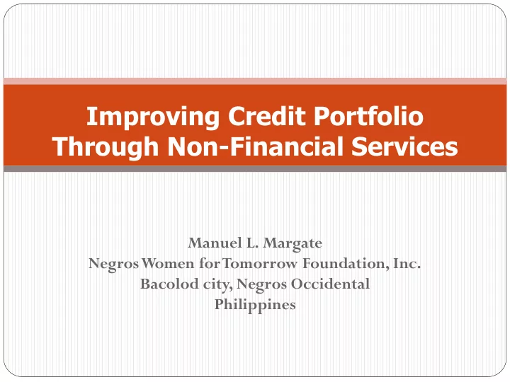 improving credit portfolio through non financial services