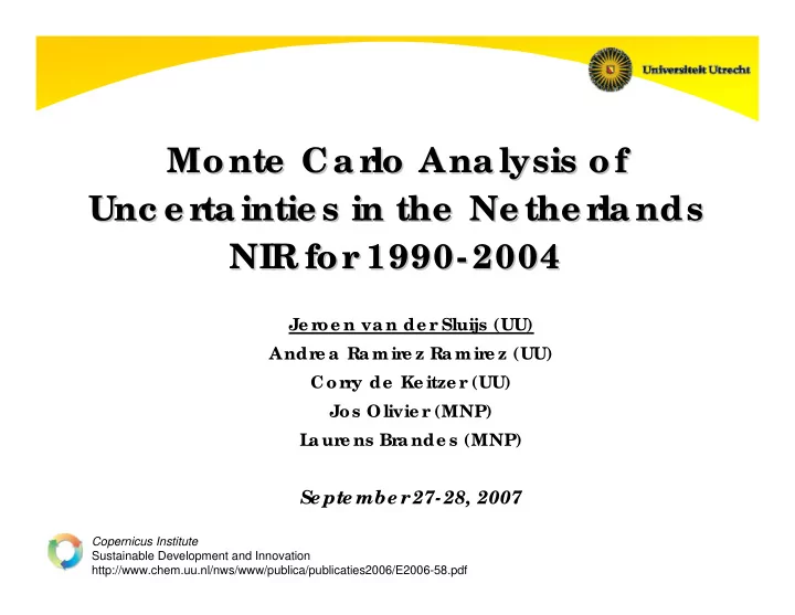 monte ca rlo ana lysis of monte ca rlo ana lysis of unc e