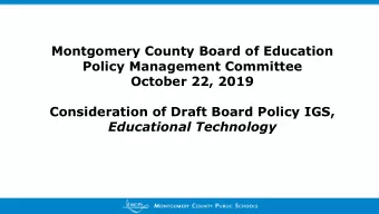 Policy Management Committee  October 22, 2019  Consideration of Draft Board Policy IGS,