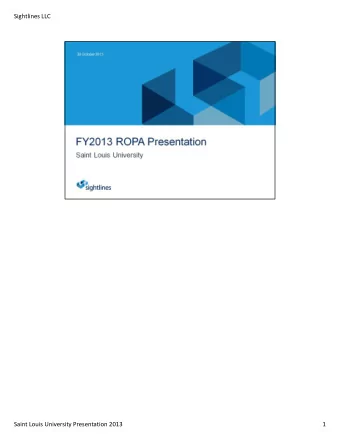 Sightlines LLC Saint Louis University Presentation 2013  1 Sightlines LLC Saint Louis University