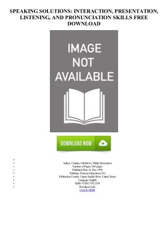 SPEAKING SOLUTIONS: INTERACTION, PRESENTATION,  LISTENING, AND PRONUNCIATION SKILLS FREE  DOWNLOAD