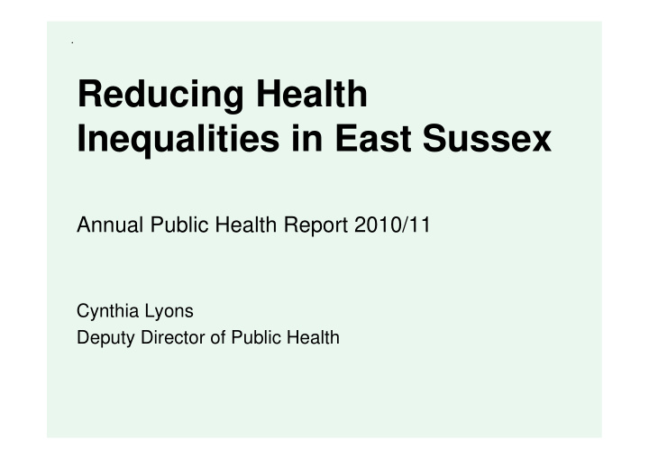 reducing health inequalities in east sussex