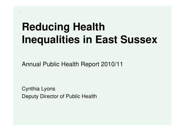 reducing health inequalities in east sussex