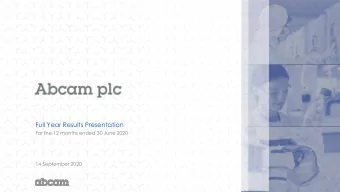 Full Year Results Presentation  For the 12 months ended 30 June 2020  14 September 2020  Disclaimer