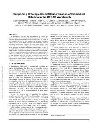 Supporting Ontology-Based Standardization of Biomedical  Metadata in the CEDAR Workbench Marcos
