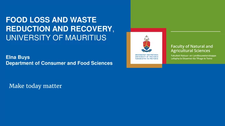 food loss and waste