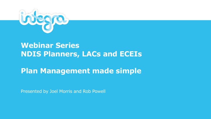 webinar series ndis planners lacs and eceis plan