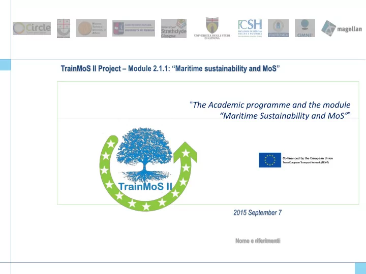 the academic programme and the module maritime