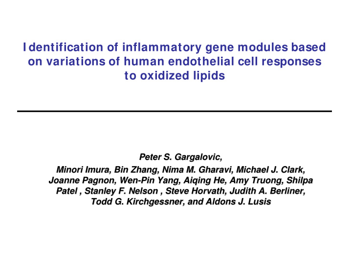 i dentification of inflammatory gene modules based on