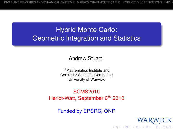 hybrid monte carlo geometric integration and statistics