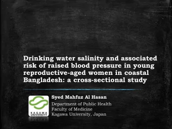 risk of raised blood pressure in young  reproductive-aged women in coastal  Bangladesh: a