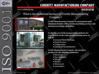 What is the traditional business of Corbitt Manufacturing  Company? Corbitt Manufacturing Company