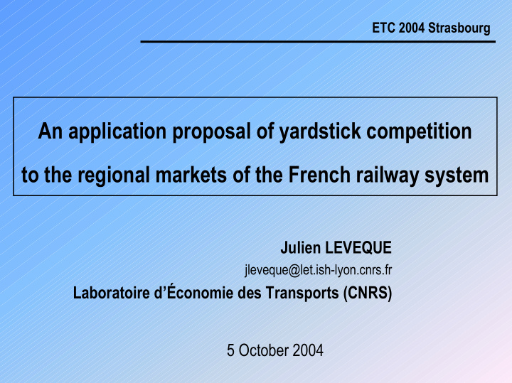 an application proposal of yardstick competition to the