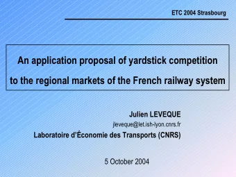 An application proposal of yardstick competition  to the regional markets of the French railway