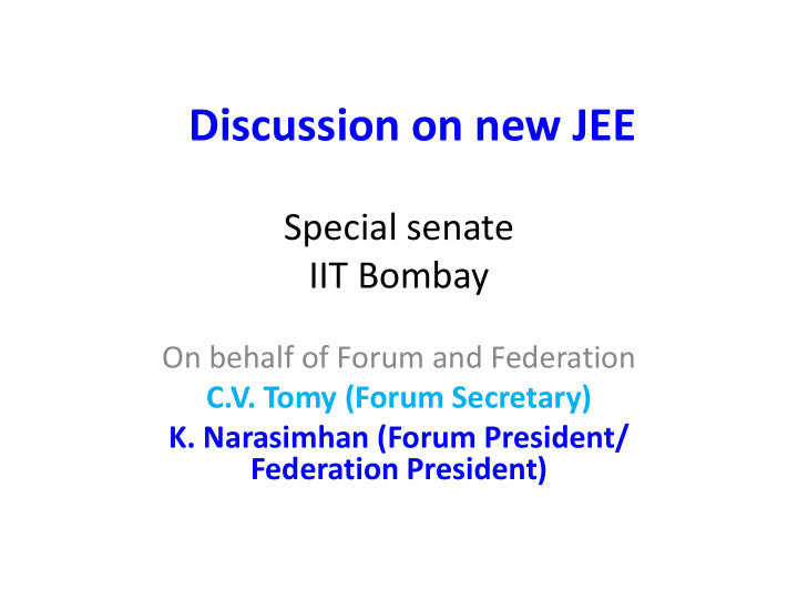discussion on new jee