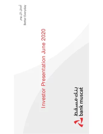 Investor Presentation June 2020  Contents  Bank Muscat Introduction  Operating Environment