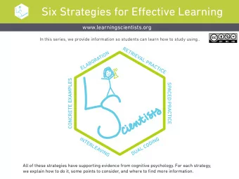Six Strategies for E ff ective Learning  www.learningscientists.org  In this series, we provide