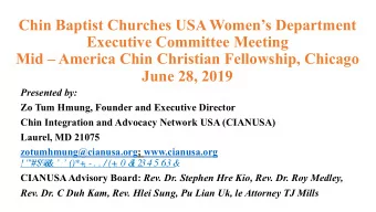 Chin Baptist Churches USA Womens Department  Executive Committee Meeting  Mid  America Chin