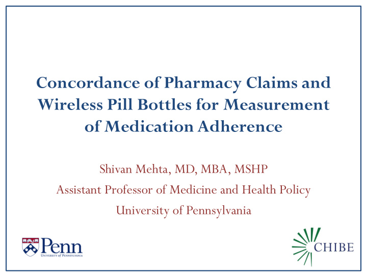 concordance of pharmacy claims and