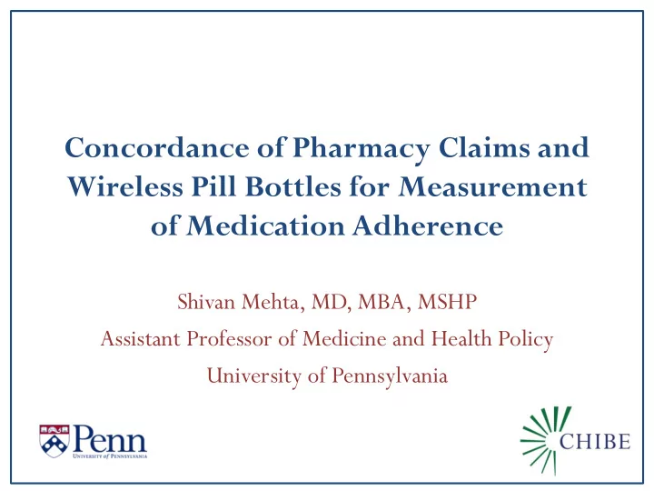 concordance of pharmacy claims and