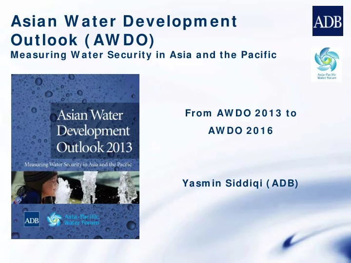 asian w ater developm ent outlook aw do