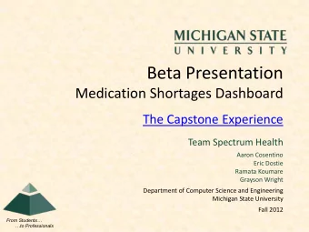 Beta Presentation  Medication Shortages Dashboard  The Capstone Experience  Team Spectrum Health