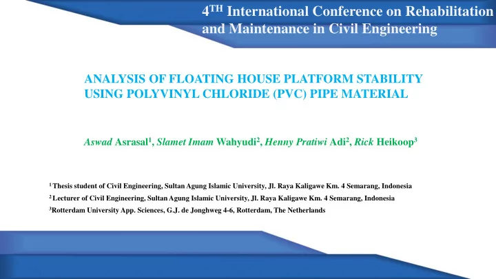 4 th international conference on rehabilitation and