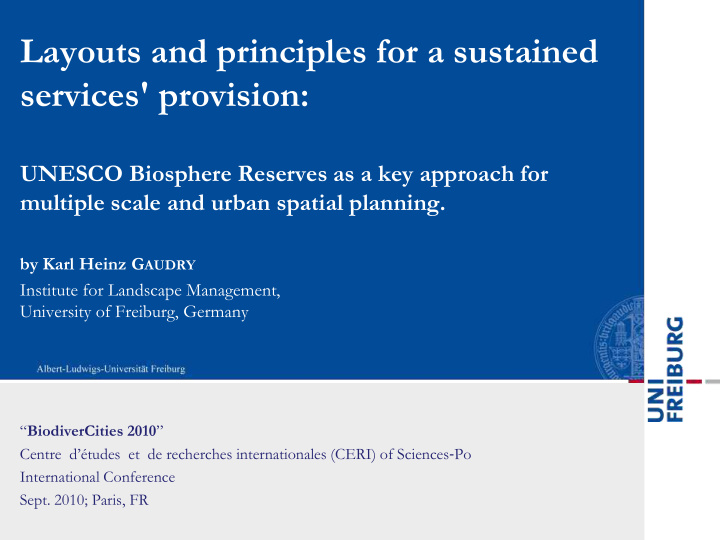 layouts and principles for a sustained services provision