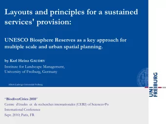 Layouts and principles for a sustained  services' provision:  UNESCO Biosphere Reserves as a key