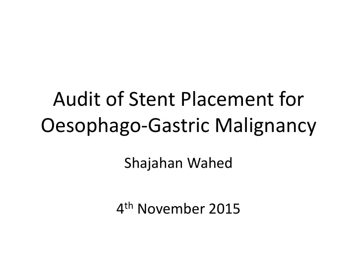 oesophago gastric malignancy