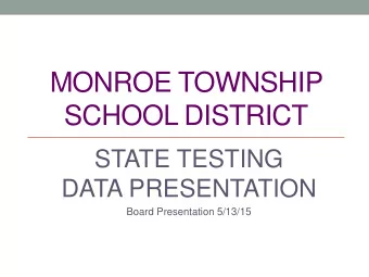 MONROE TOWNSHIP  SCHOOL DISTRICT  STATE TESTING  DATA PRESENTATION  Board Presentation 5/13/15