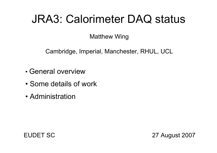 jra3 calorimeter daq status