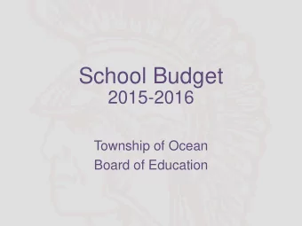 School Budget  2015-2016  Township of Ocean  Board of Education  EDUCATION REFORM:    Chapter
