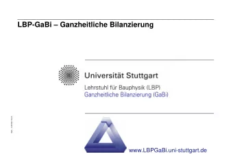 LBP-GaBi  Ganzheitliche Bilanzierung  Gabi  LCM 2007 Zurich  www.LBPGaBi.uni-stuttgart.de