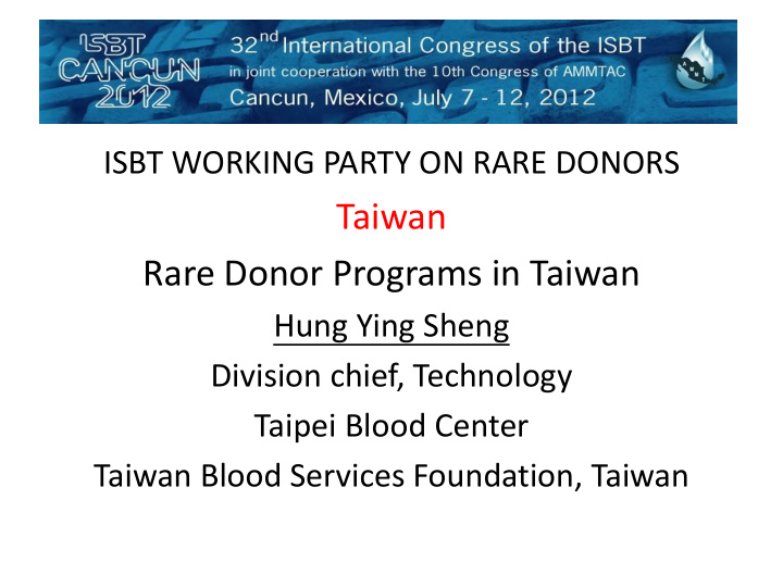 rare donor programs in taiwan