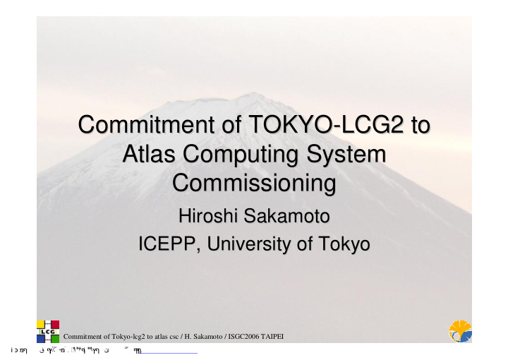 commitment of tokyo lcg2 to lcg2 to commitment of tokyo