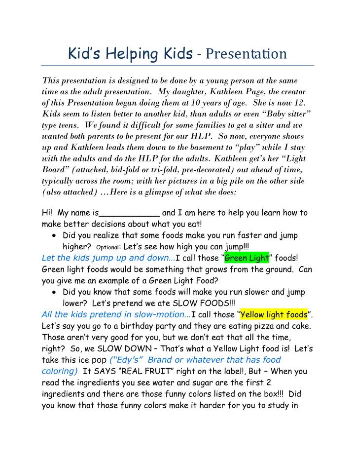 kid s helping kids presentation